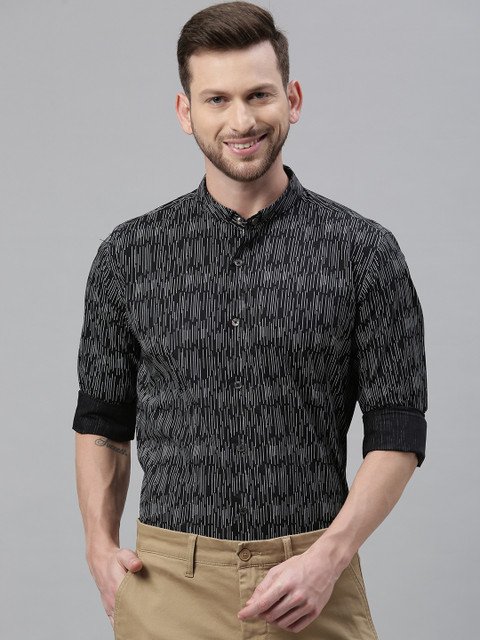 

Park Avenue Men Black & White Slim Fit Printed Casual Shirt