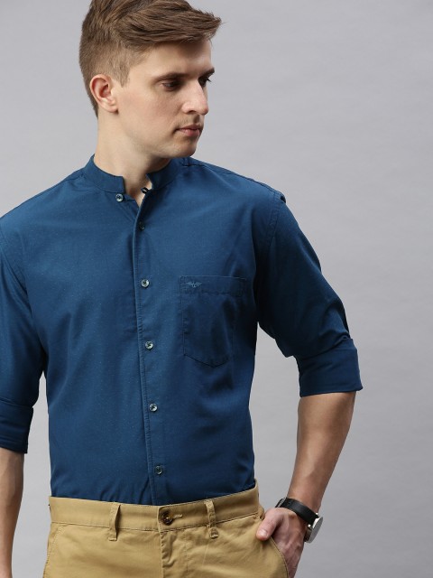 

Park Avenue Men Teal Blue Slim Fit Self Design Smart Casual Shirt
