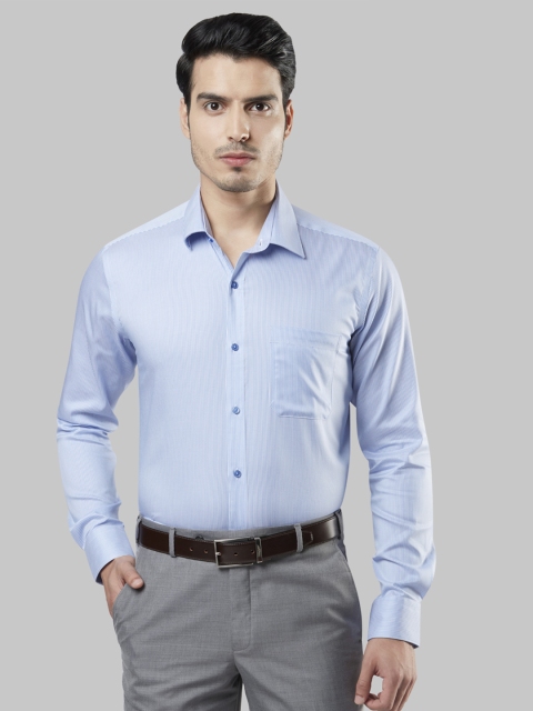 

Raymond Men Blue Regular Fit Striped Casual Shirt