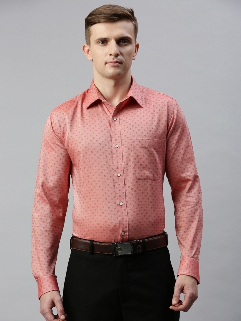 

Raymond Men Peach-Coloured Slim Fit Printed Formal Shirt