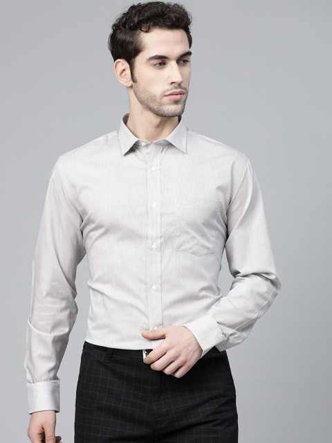 

Park Avenue Men Off-White & Black Striped Regular Fit Formal Shirt