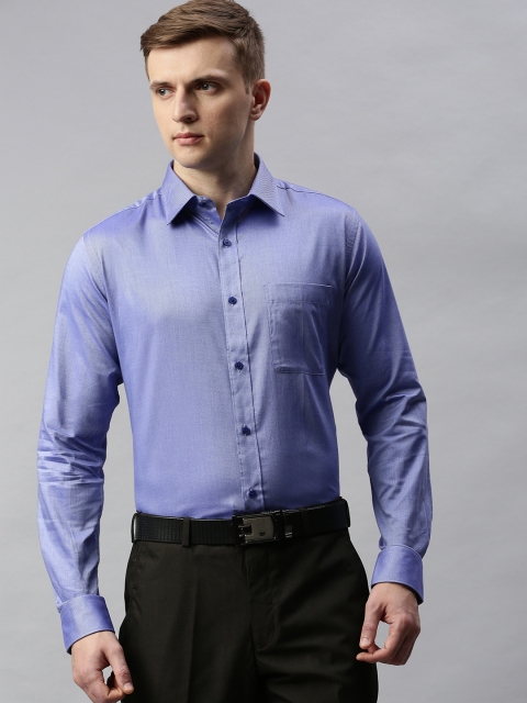 

Raymond Men Blue & White Slim Fit Self Design Formal Shirt