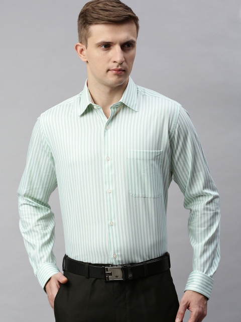 

Raymond Men Green & White Contemporary Fit Striped Formal Shirt