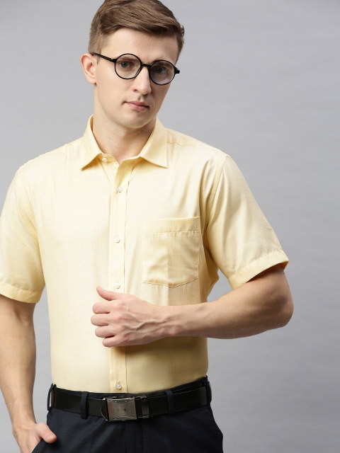 

Park Avenue Men Yellow Self Design Regular Fit Formal Shirt