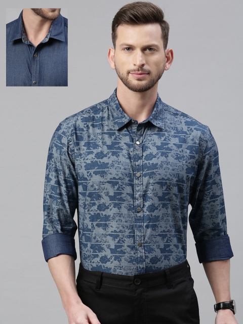 

Park Avenue Men Blue Slim Fit Printed Reversible Casual Shirt