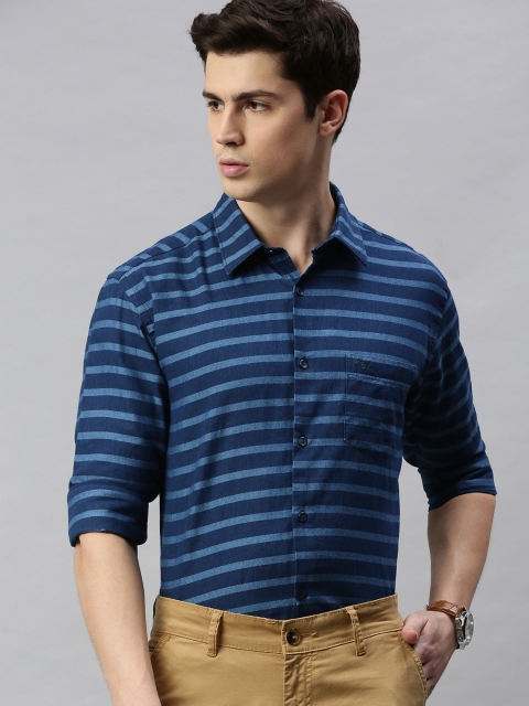 

Park Avenue Men Blue Slim Fit Striped Smart Casual Shirt