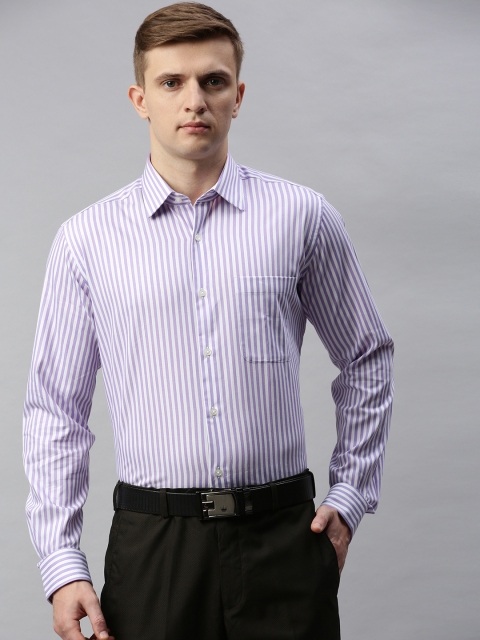 

Raymond Men White & Purple Contemporary Fit Striped Formal Shirt