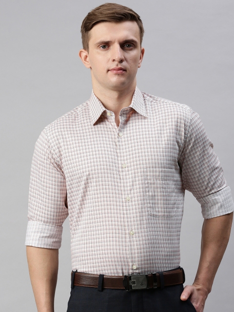 

Raymond Men Beige & Brown Regular Fit Checked Formal Shirt