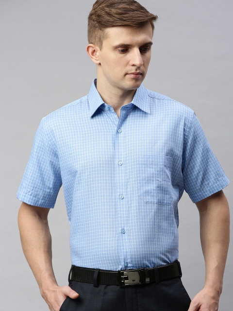 

Raymond Men Blue & White Regular Fit Checked Formal Shirt