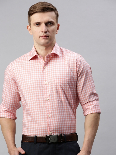 

Raymond Men Orange & White Contemporary Regular Fit Checked Formal Shirt