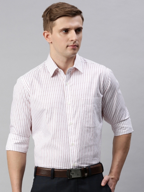 

Raymond Men White & Red Slim Fit Striped Formal Shirt