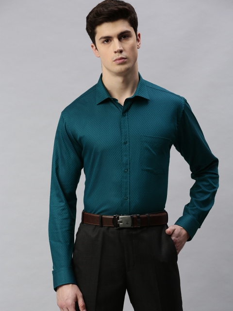 

Park Avenue Men Green Slim Fit Self Design Formal Shirt