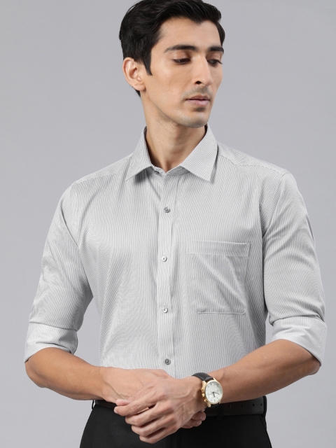 

Raymond Men Grey & White Contemporary Fit Striped Formal Shirt
