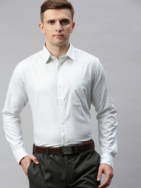 

Raymond Men White & Green Slim Fit Checked Formal Shirt