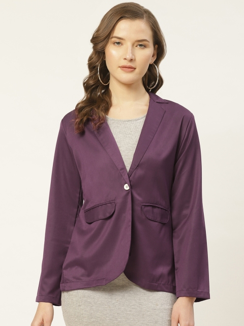 

JAINISH Women Purple Solid Regular Fit Single-Breasted Smart Casual Blazer