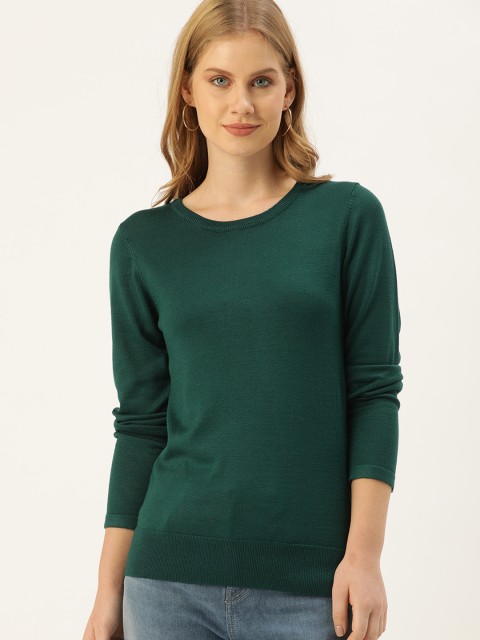 

AND Women Green Self-designed Regular Top