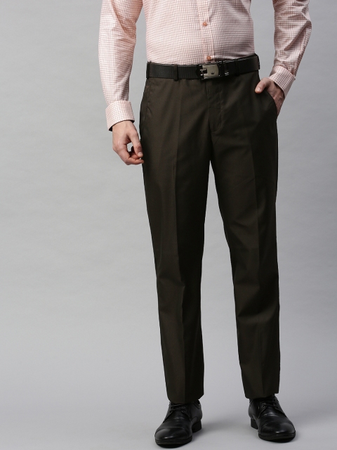 

Park Avenue Men Brown Smart Fit Self Design Formal Trousers