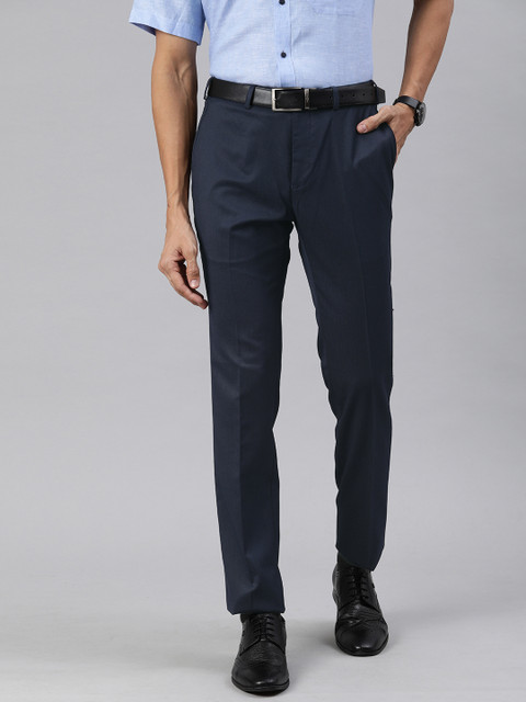 

Raymond Men Navy Blue Slim Fit Solid Formal Trousers