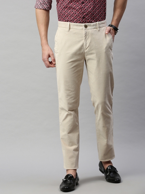 

Raymond Men Beige Slim Fit Solid Regular Corduroy Trousers