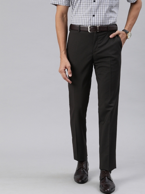 

Raymond Men Brown & Black Slim Fit Checked Formal Trousers