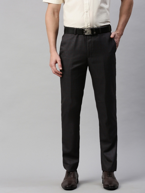 

Park Avenue Men Charcoal Grey & Red Checked Neo Fit Formal Trousers