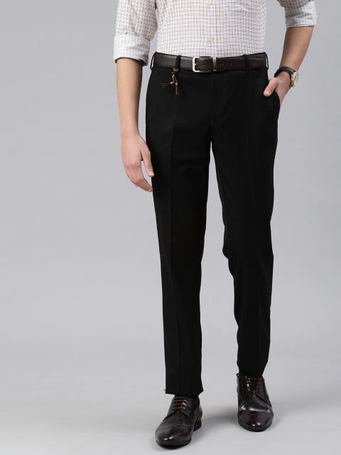 

Raymond Men Black Slim Fit Self Design Formal Trousers