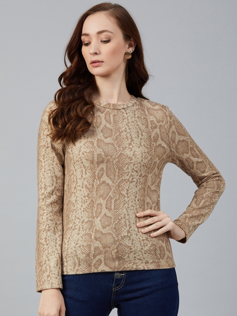 

Marks & Spencer Women Beige & Brown Snake Skin Self Design Pullover Sweater