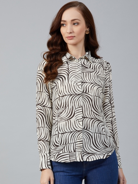 

Marks & Spencer Women Black & Off-White Regular Fit Printed Casual Shirt