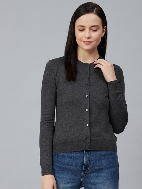 

Marks & Spencer Women Charcoal Grey Solid Cardigan Sweater