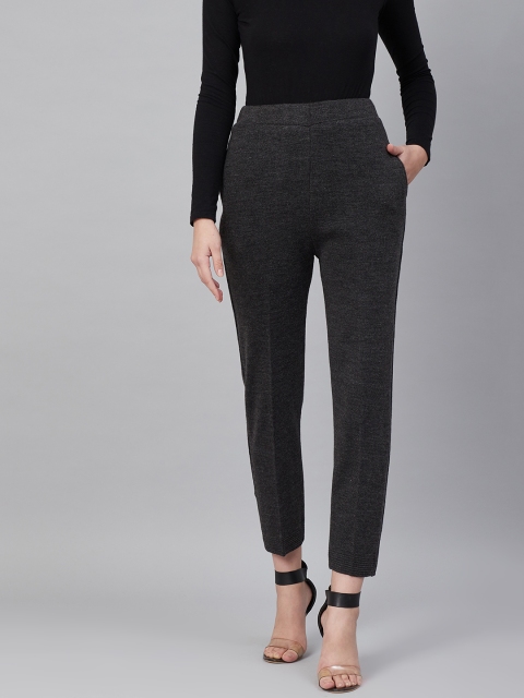 

Cayman Women Charcoal Grey Cropped Woollen Trousers