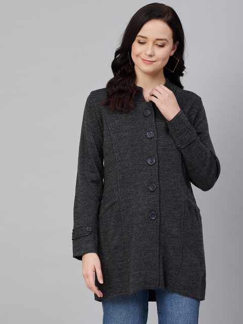 

Cayman Women Charcoal Grey Solid Longline Cardigan