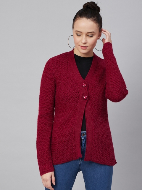

Cayman Women Maroon Self-Design Woollen Cardigan