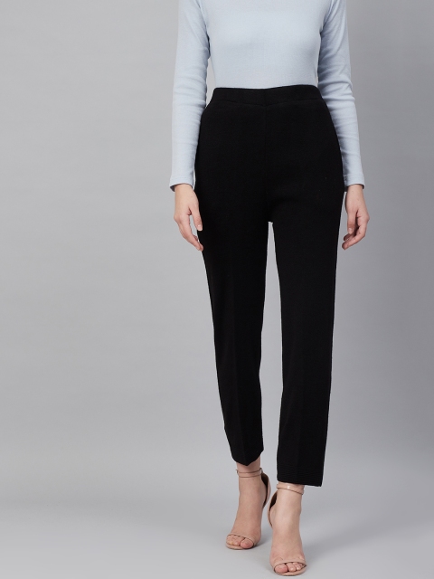

Cayman Women Black Cropped Woollen Trousers
