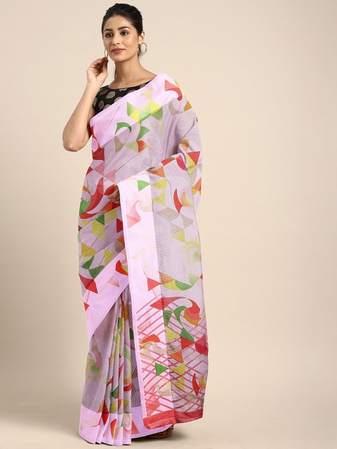 

KALINI Pink Printed Jute Cotton Saree