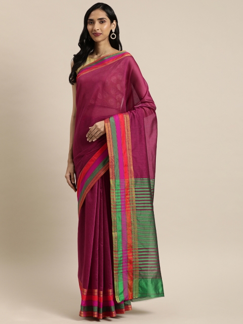 

Mitera Magenta Solid Silk Cotton Saree