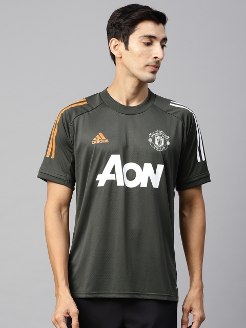 

ADIDAS Men Olive Green and White Printed Manchester United Football Jersey