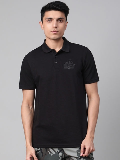

ADIDAS Men Black Brilliant Basics Training Polo Collar T-shirt
