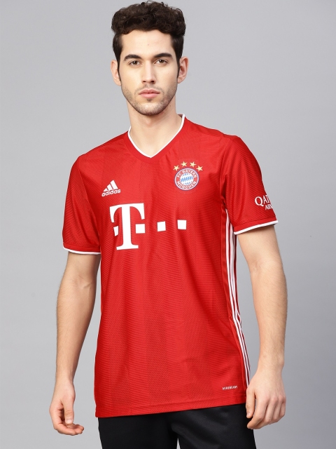 

ADIDAS Men Red & White FC Bayern Home Printed Football T-shirt