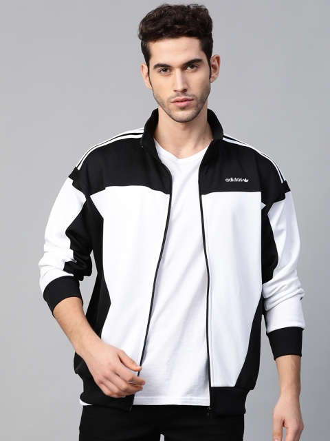 

ADIDAS Originals Men White & Black Colourblocked Classics Regular Fit Track Jacket