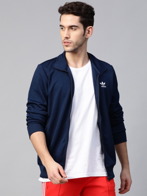 

ADIDAS Originals Men Navy Solid Trefoil Essentials Track Jacket, Navy blue
