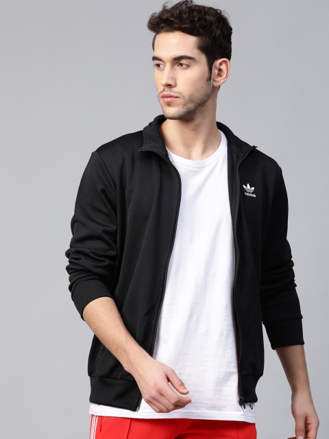 

ADIDAS Originals Men Black Solid Trefoil Essentials Track Jacket