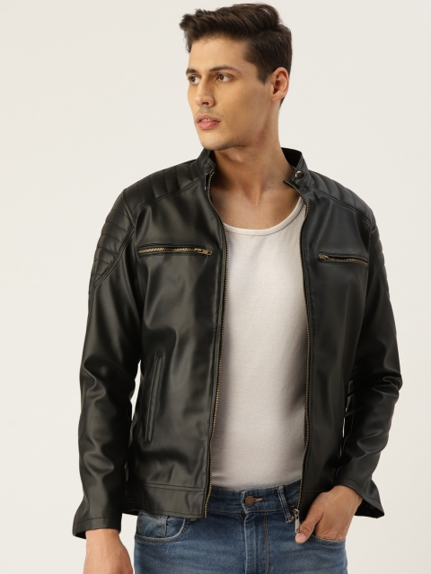 

Leather Retail Men Black Solid Lightweight Biker Jacket