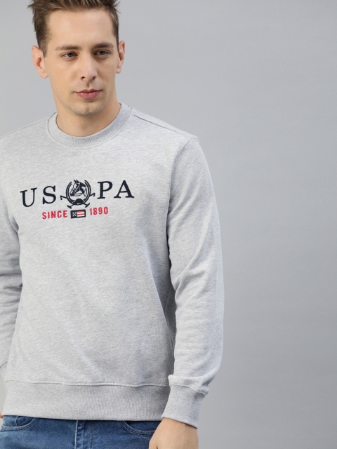 

U.S. Polo Assn. Men Grey Embroidered Sweatshirt