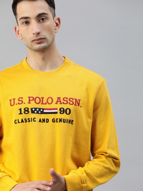

U.S. Polo Assn. Men Mustard Yellow Embroidered Sweatshirt