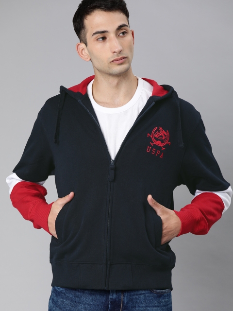 

U.S. Polo Assn. Men Blue & Red Colourblocked Sweatshirt