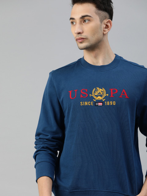 

U.S. Polo Assn. Men Teal Blue Embroidered Sweatshirt
