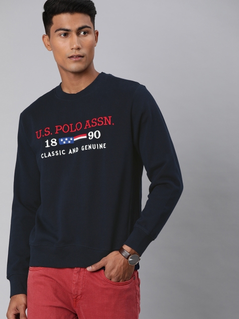 

U.S. Polo Assn. Men Navy Blue Printed Pullover Sweatshirt