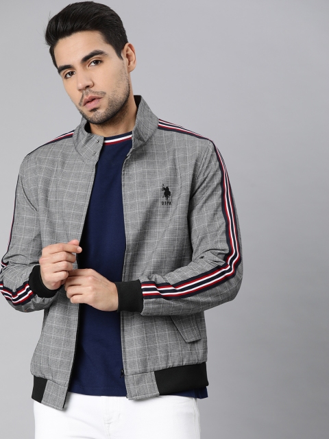

U.S. Polo Assn. Men Grey Checked Bomber Jacket