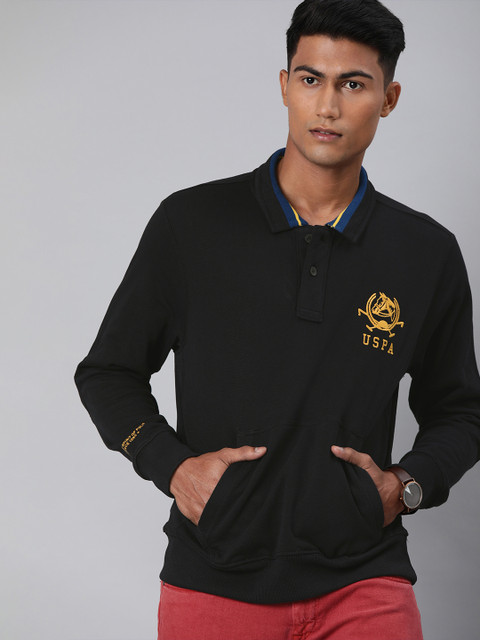 

U.S. Polo Assn. Men Black Solid Pullover Sweatshirt