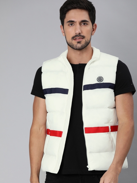 

U.S. Polo Assn. Men White Solid Puffer Jacket With Striped Detailing